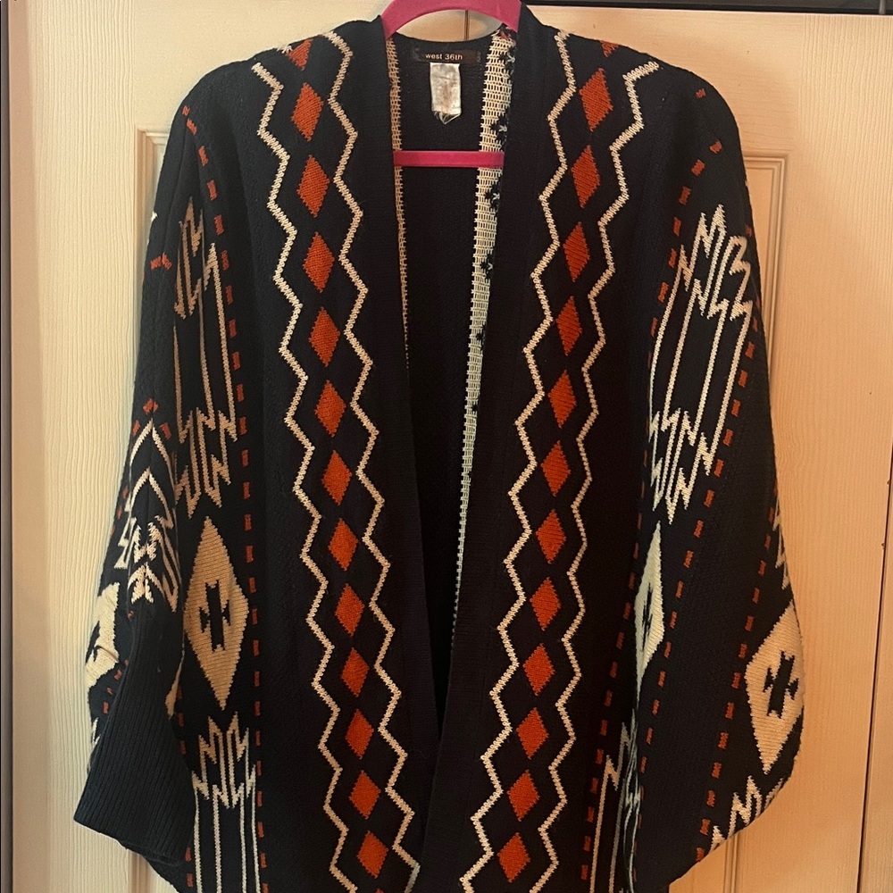 Chic Tribal Black and Orange Women's Poncho